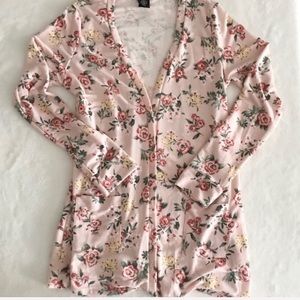 Pink Floral Cardigan